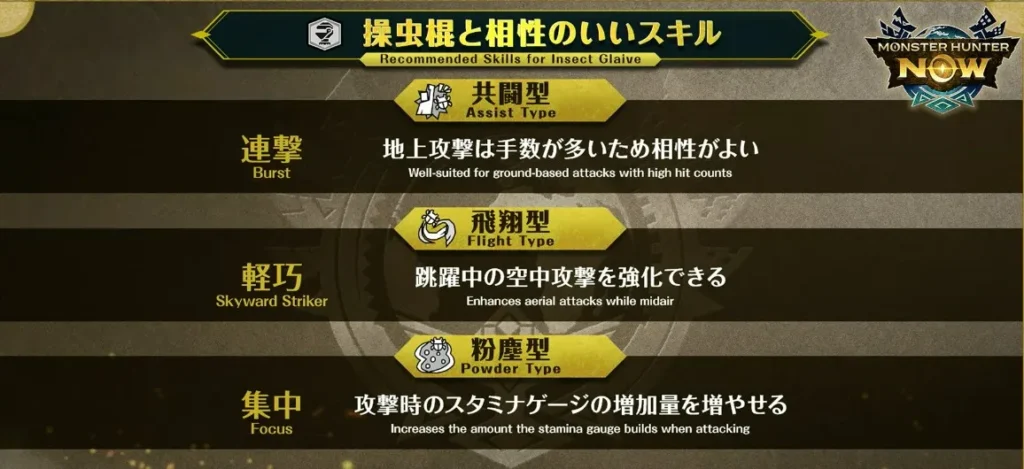 操虫棍と相性の良いスキル